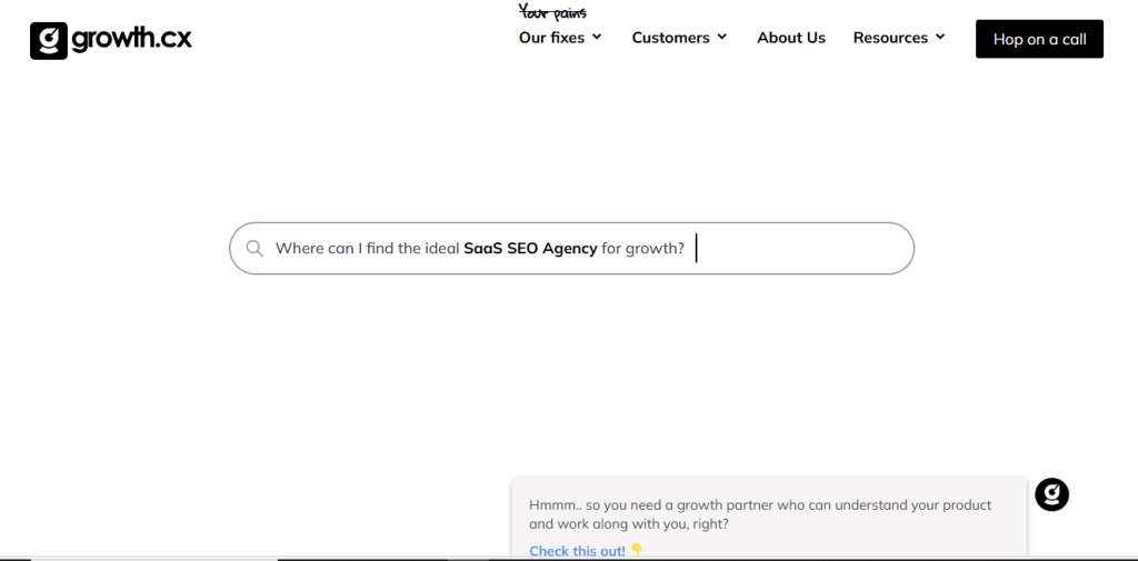 growth.cx homepage screenshot for the h1copy blog
