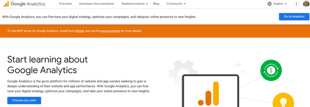 Google analytics homepage